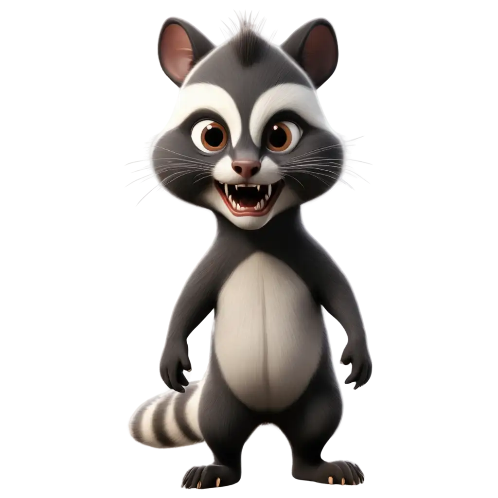 HighQuality-PNG-Image-3D-Animation-of-Pandan-Civet-with-Angry-Face-and-Fangs