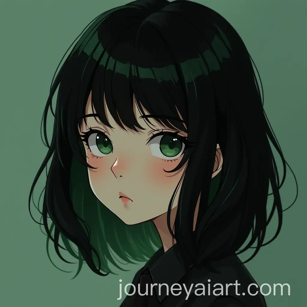 Girl-with-Medium-Length-Black-andAI-Image-Prompt-Expansion-Green-Highlighted-Hair