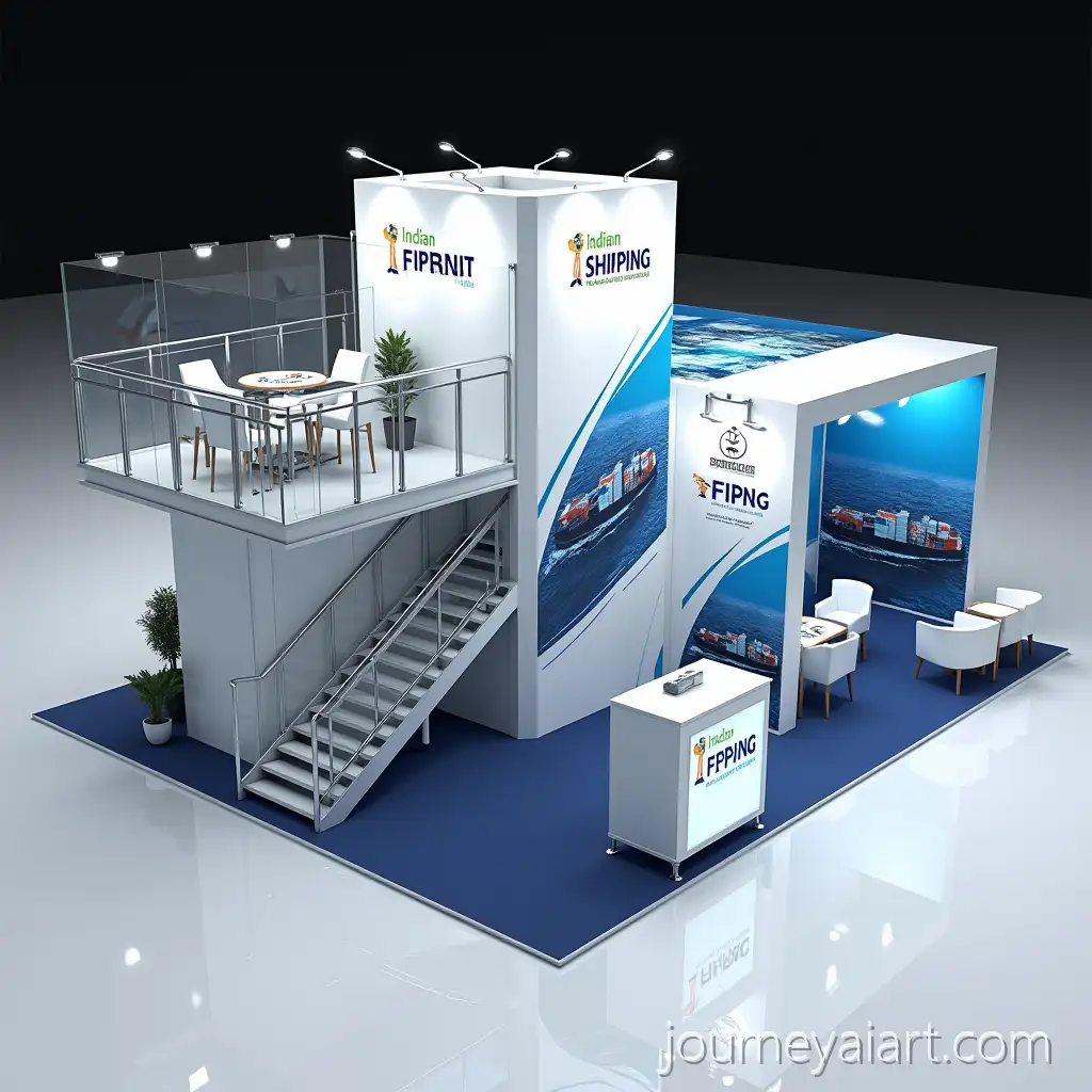 3D-Render-of-Indian-Port-Association-Exhibition-Stall-Booth-with-Mezzanine-for-Maritime-Shipping-Industry