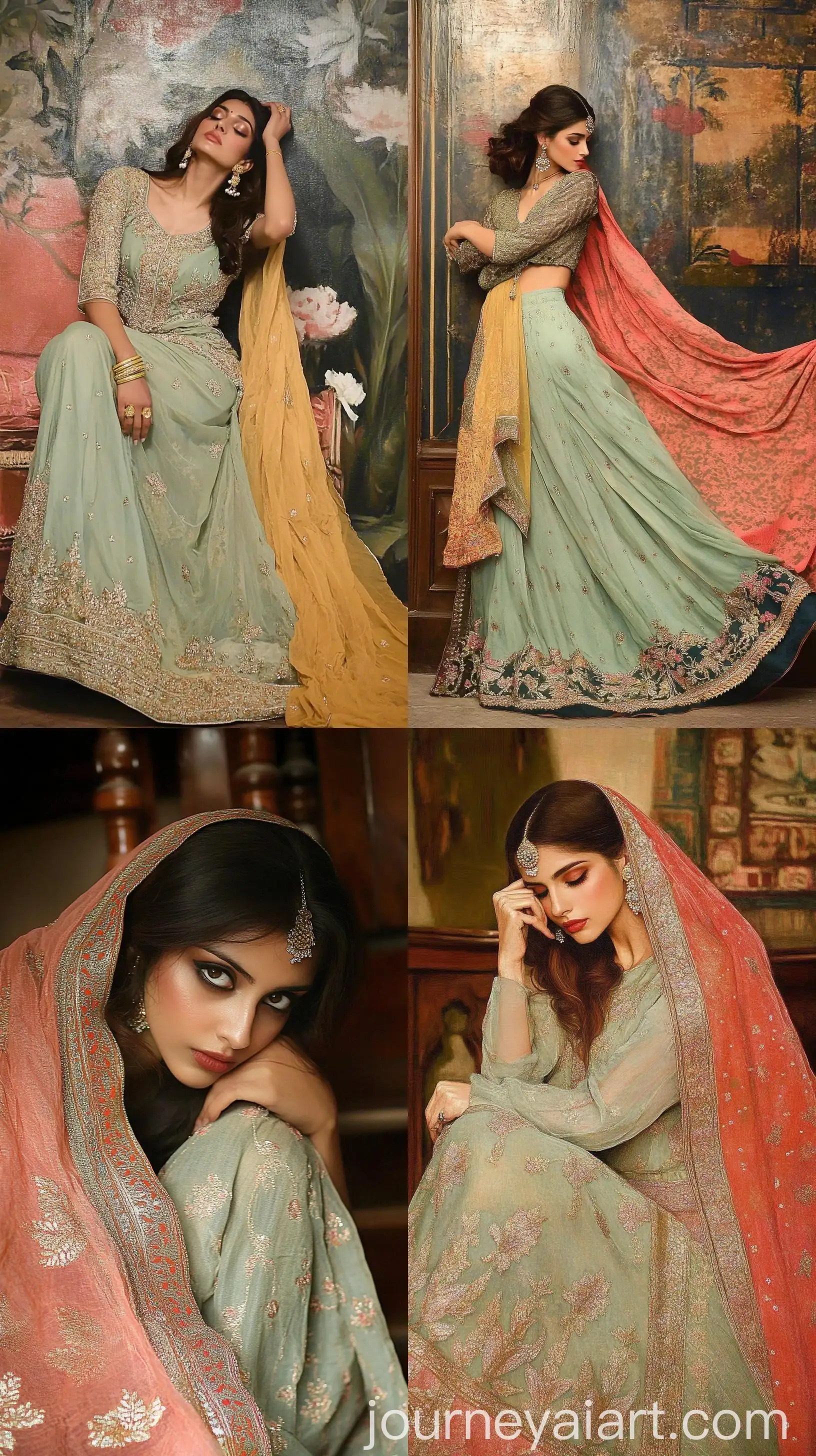 Colorful-Indian-Woman-in-Traditional-Sari-Holding-Clay-Diya