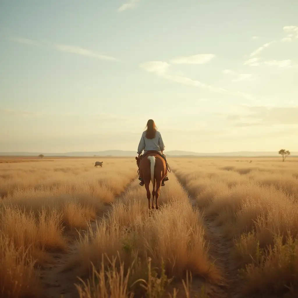 Traveler-Journeying-Across-the-Quiet-Plains-at-Sunset