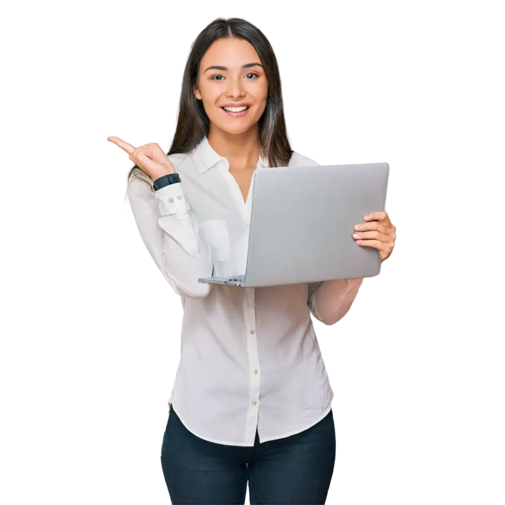 Professional-PNG-Image-of-a-Cheerful-Young-Woman-with-Laptop-and-Text-Sign-HighQuality-Promotional-Image