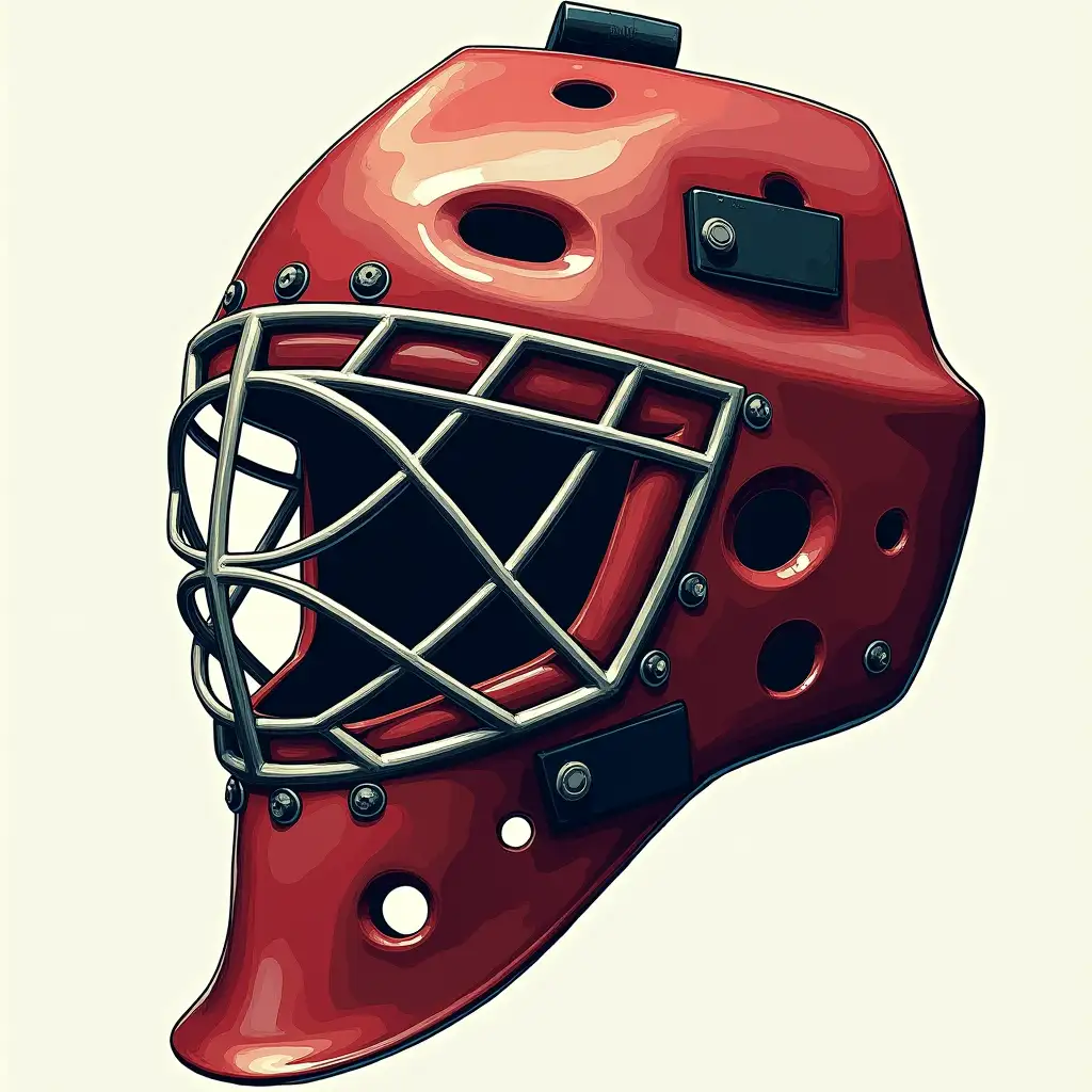 Vintage Ice Hockey Goalie Mask Illustration