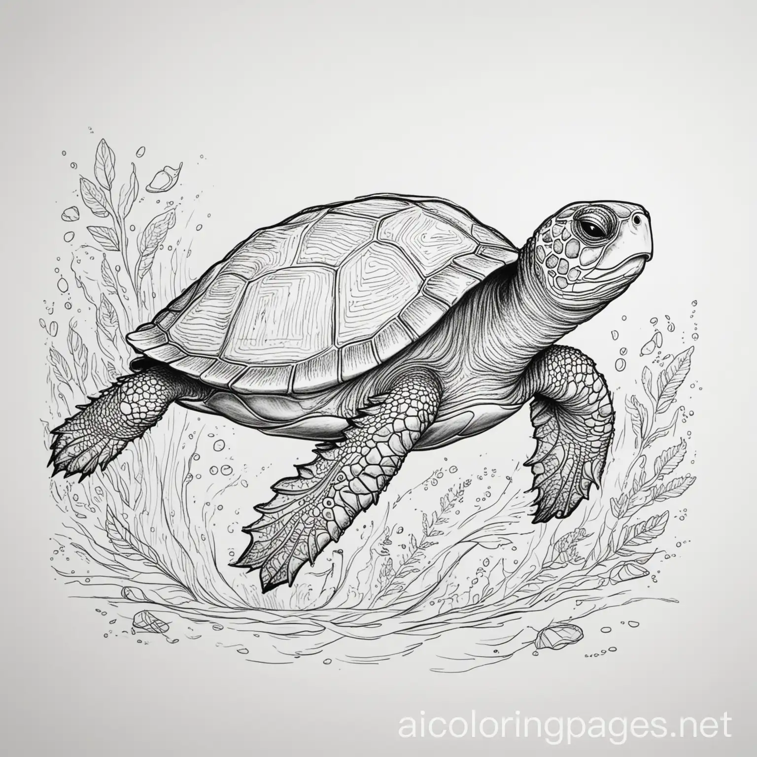 Turtle-Giving-Birth-Coloring-Page-Line-Art-on-White-Background