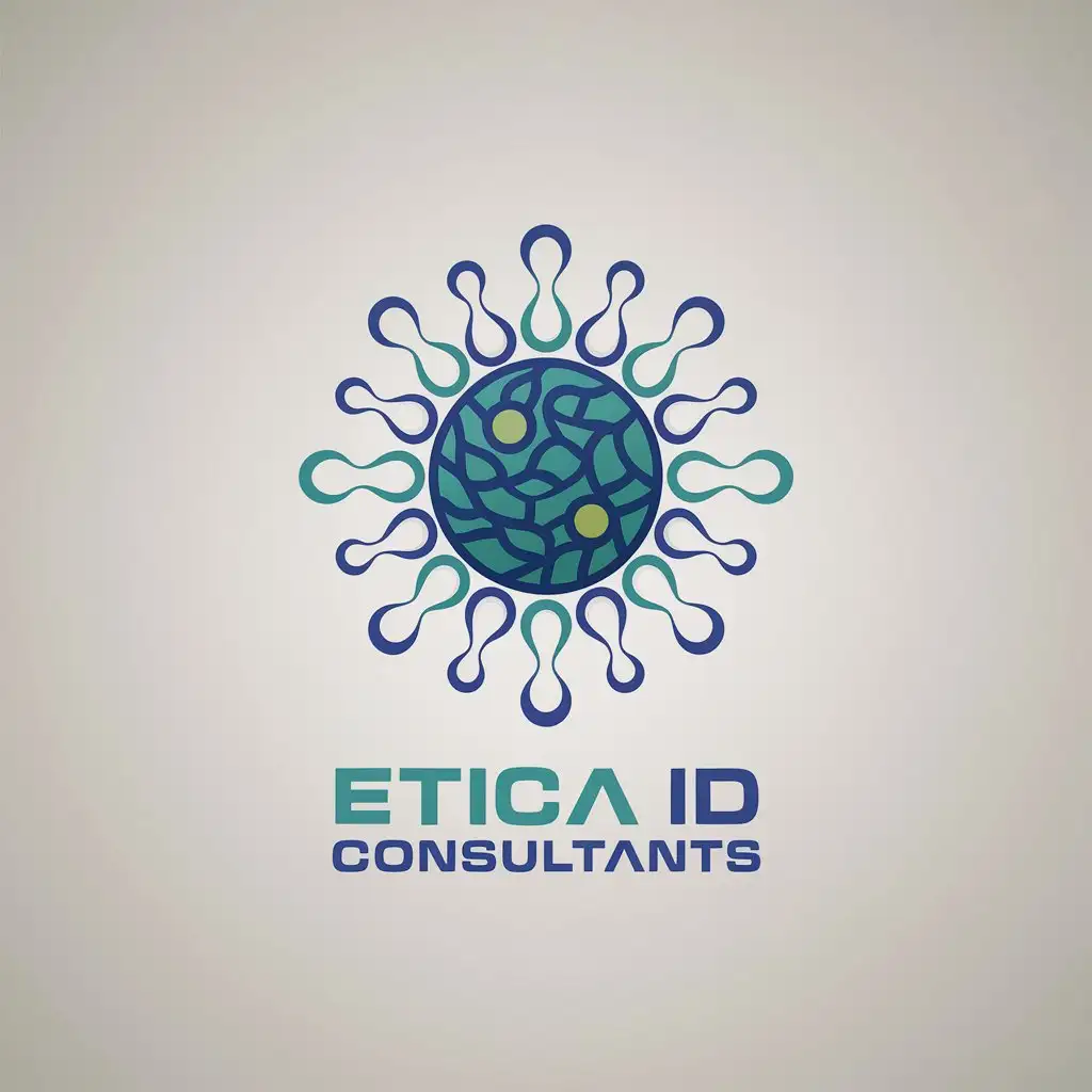 LOGO Design for Etica ID Consultants Bright Blue Green Germ Symbol for Medical Dental Industry