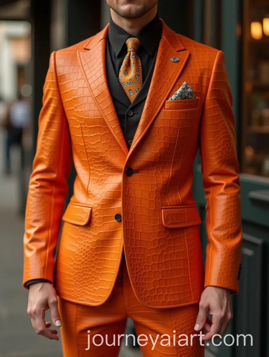 Crocodile-Dressed-Elegantly-in-an-Orange-Suit
