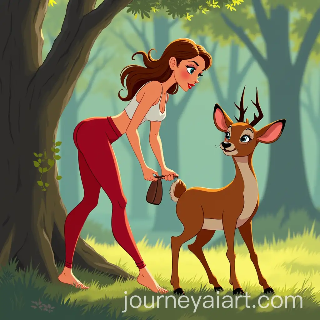 AI-Art-Prompt-ExpansionAnimated-Woman-in-Red-Pants-Stealing-a-Deer-with-a-Bag