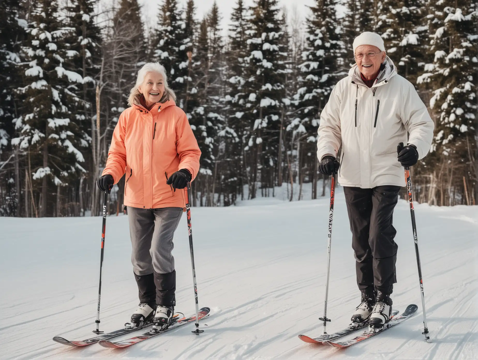 Grandparents-Enjoying-Skiing-Together-in-the-Mountains