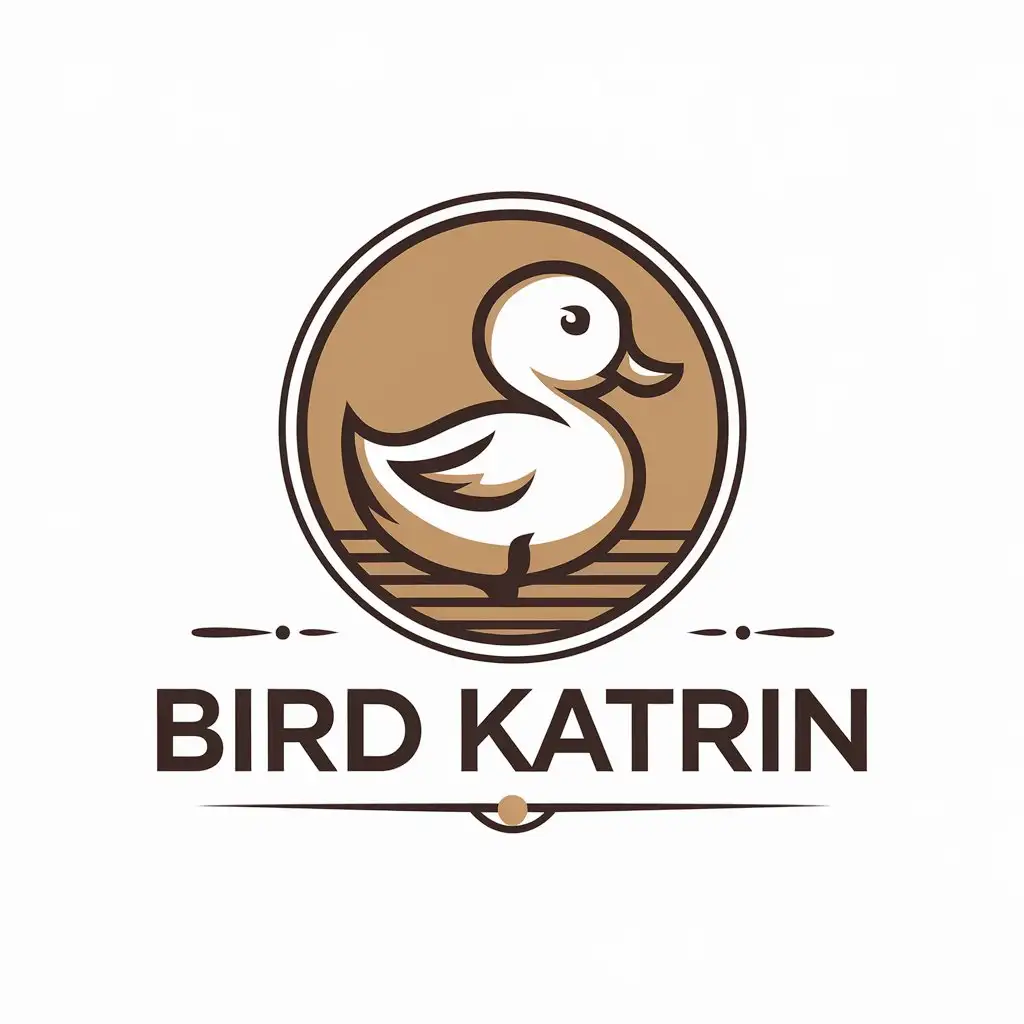 LOGO-Design-for-Bird-Katrin-Duckling-Mascot-with-Elegant-Typography-and-Clear-Background