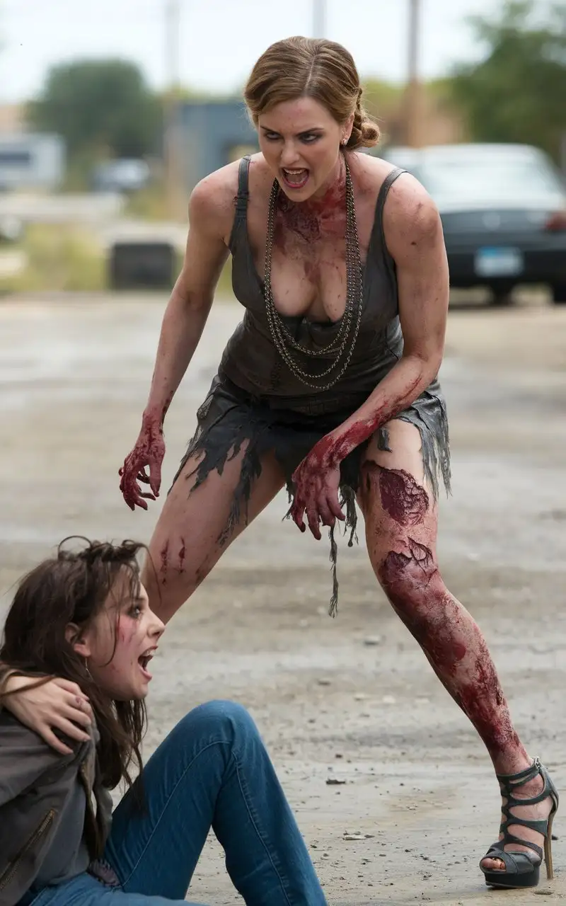 Charlize-Theron-as-Angry-Zombie-Attacking-Victim-in-High-Heels