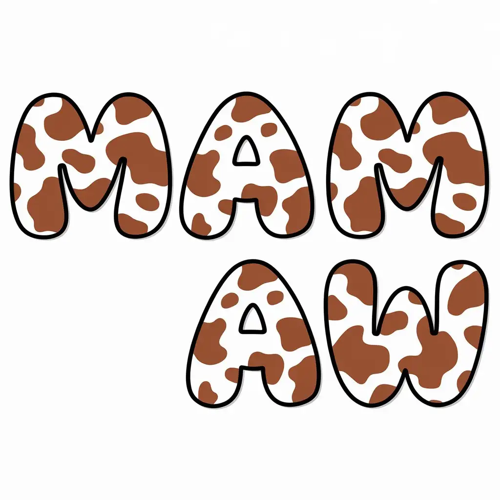 the word Mamaw in cow print, bubble style letters,  word mamaw, Toile Coquette Bow Clip Art, bubble style letters Mamaw, western aesthetic letters, clipart