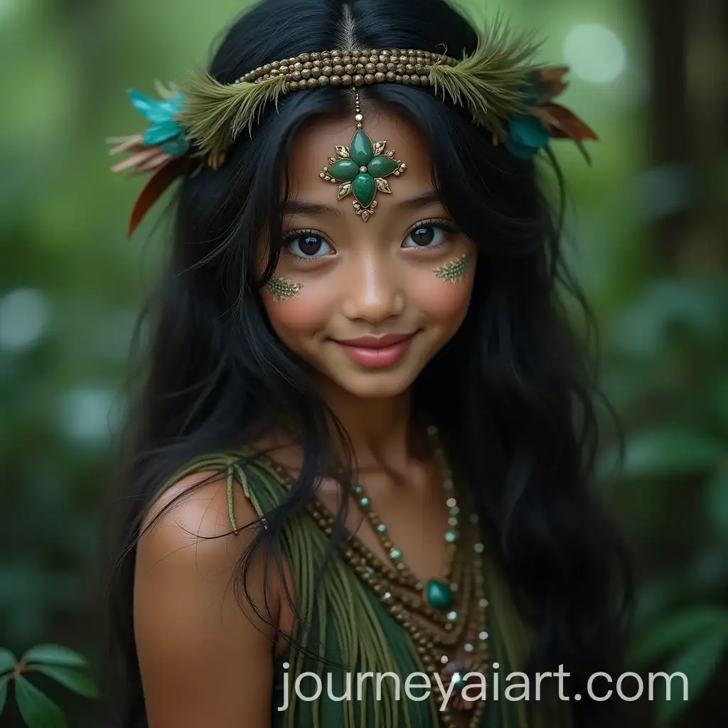 Smiling-18YearOld-Asian-Girl-in-Traditional-Jungle-Outfit-with-Face-Paint