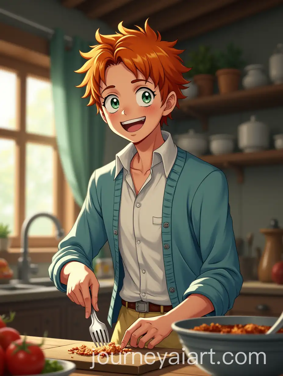 Skypiean-Male-with-White-Wings-Cooking-in-Cottage-Kitchen