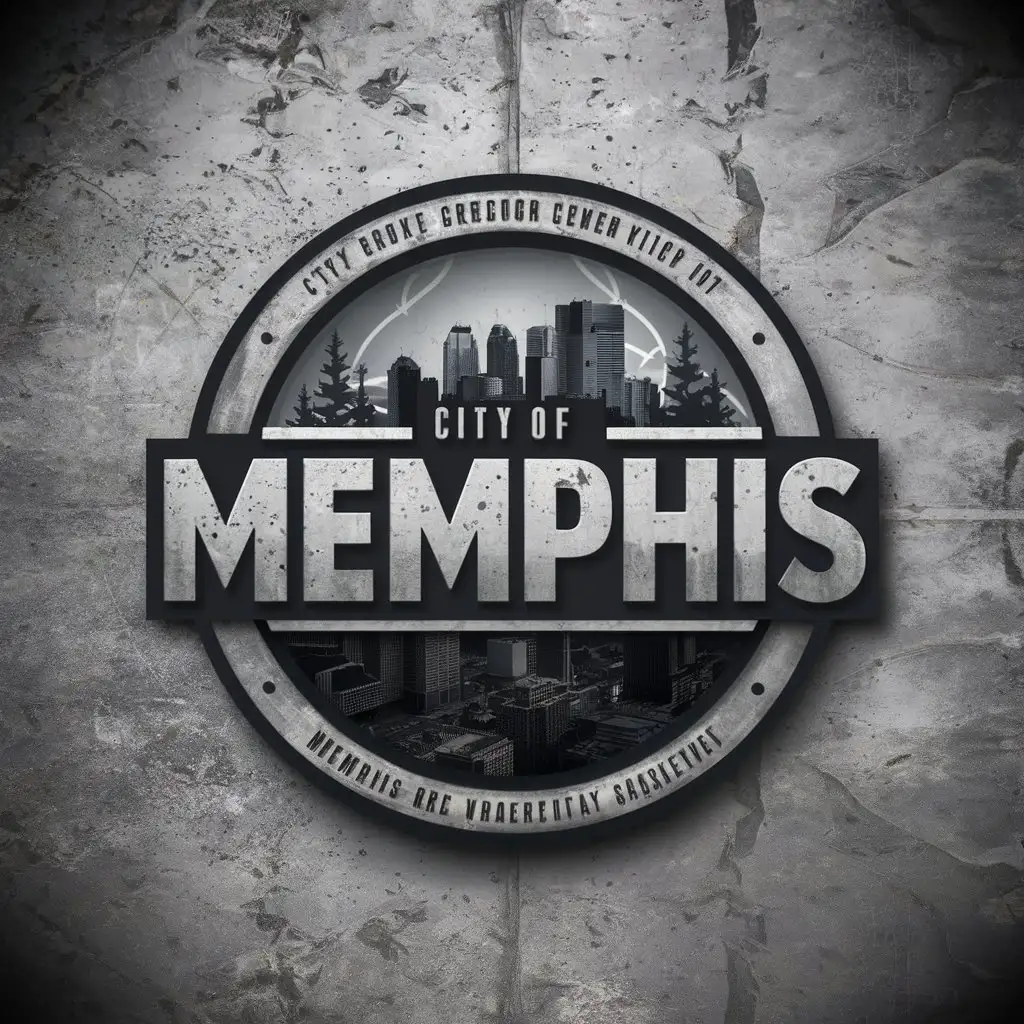 LOGO Design For City of Memphis Concrete Text with 3D Effects and Urban Landscape Theme