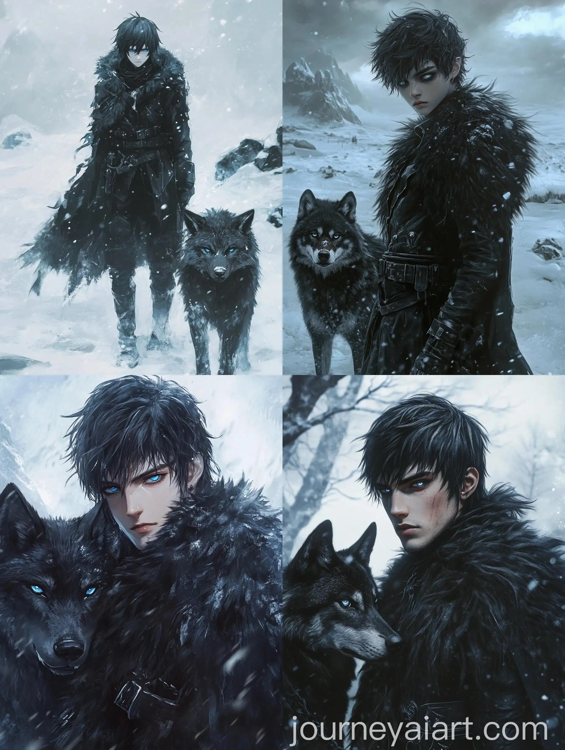 Coldhearted-Man-with-Black-Wolf-in-Icy-Winter-Castle