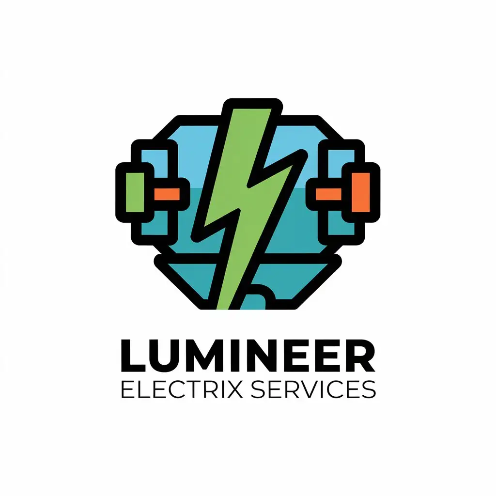 LOGO Design for Lumineer Electrix Services Electric Symbols with Blue and Green for Clean Energy Automotive Industry