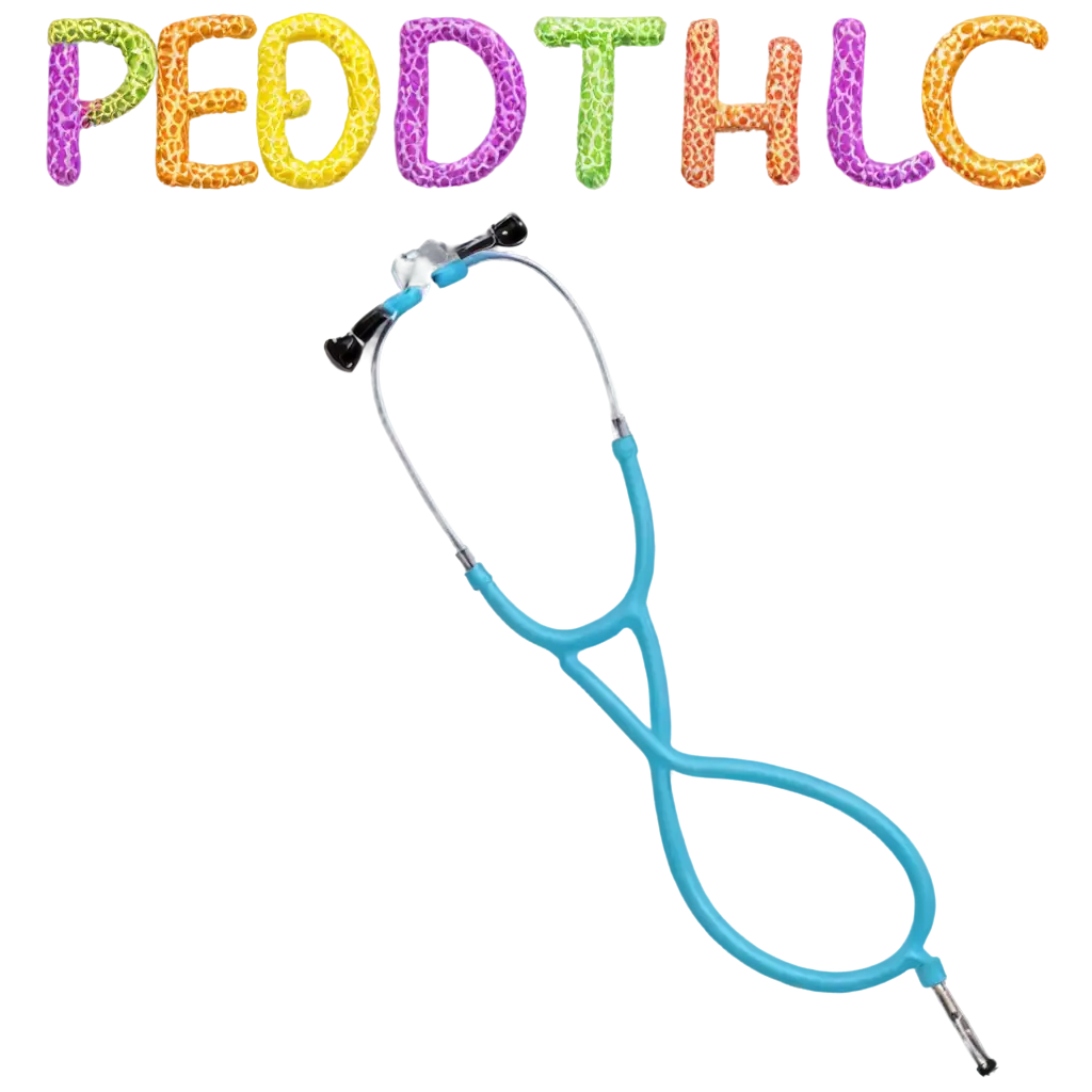 Pediatric crew in rainbow cheetah font with heart shaped stethoscope