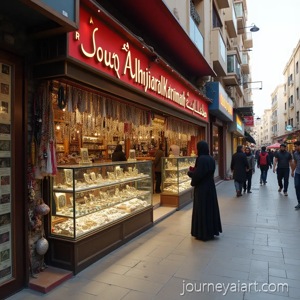 Souq-Alahjaralkarimah-Jewelry-and-Gem-Market-with-Shoppers-in-Alhussayn-Area