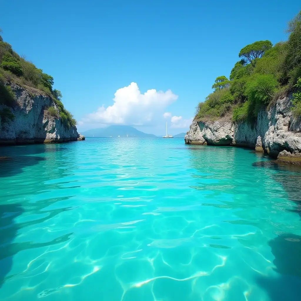 Crystal clear water tropical bay