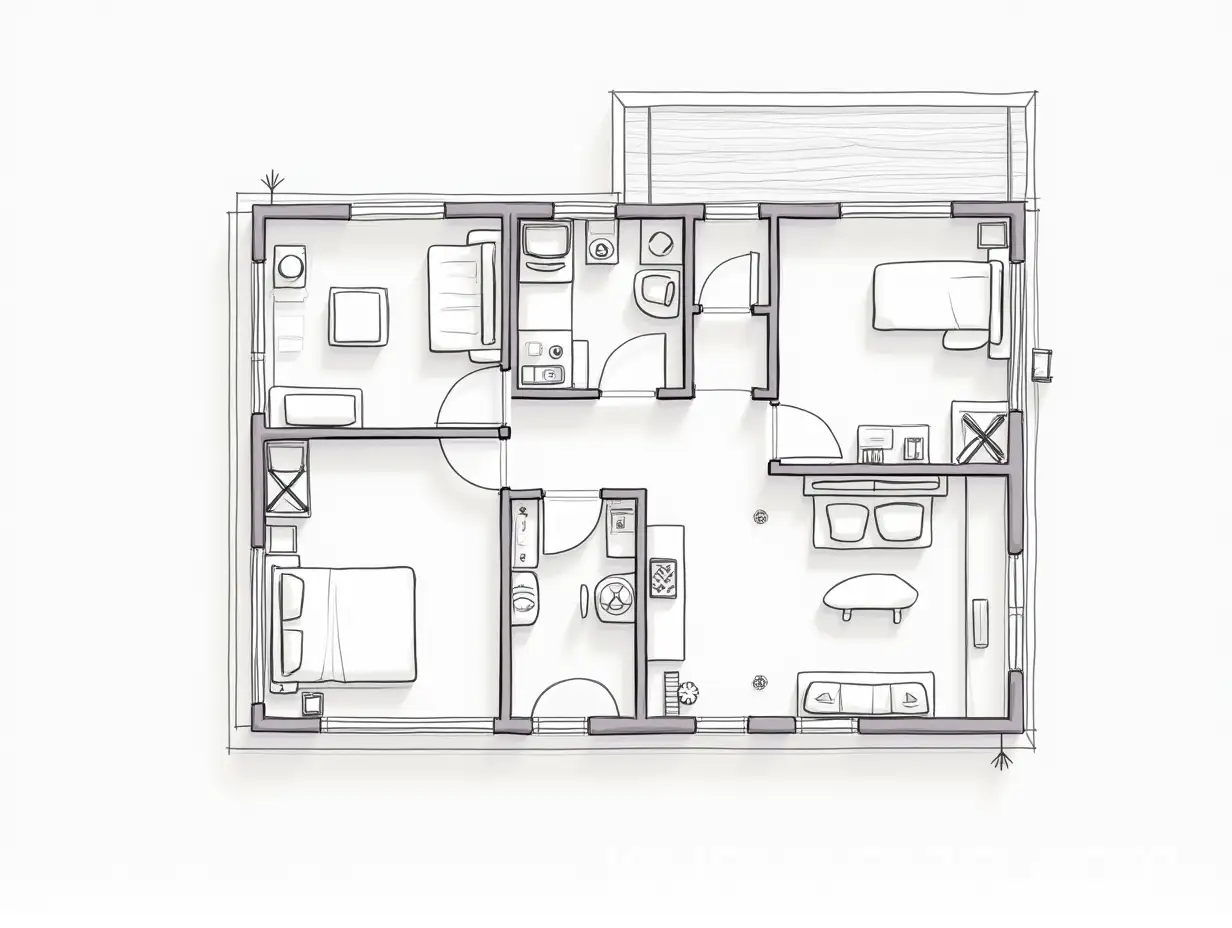 Modern-Home-Floor-Plan-with-3-Bedrooms-and-2-Bathrooms-100-Square-Meters