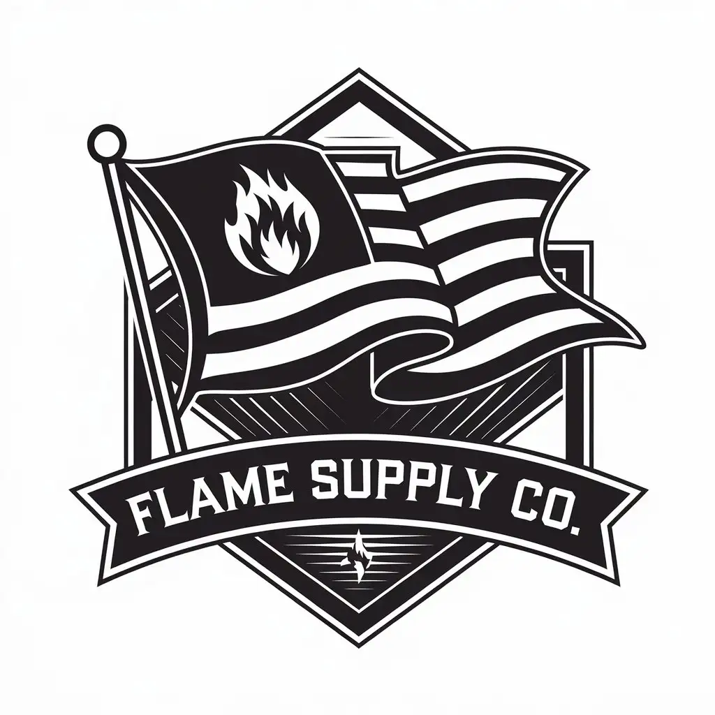 LOGO Design for Flame Supply Co Black and White Flag Symbol in Retail Industry