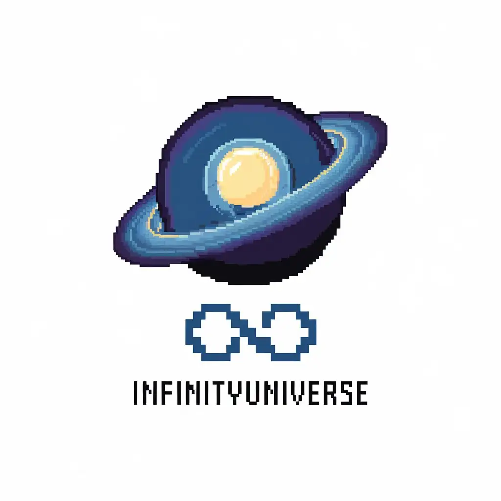 LOGO Design For InfinityUniverse Minimalistic Pixel Art Symbolizing Universe and Infinity