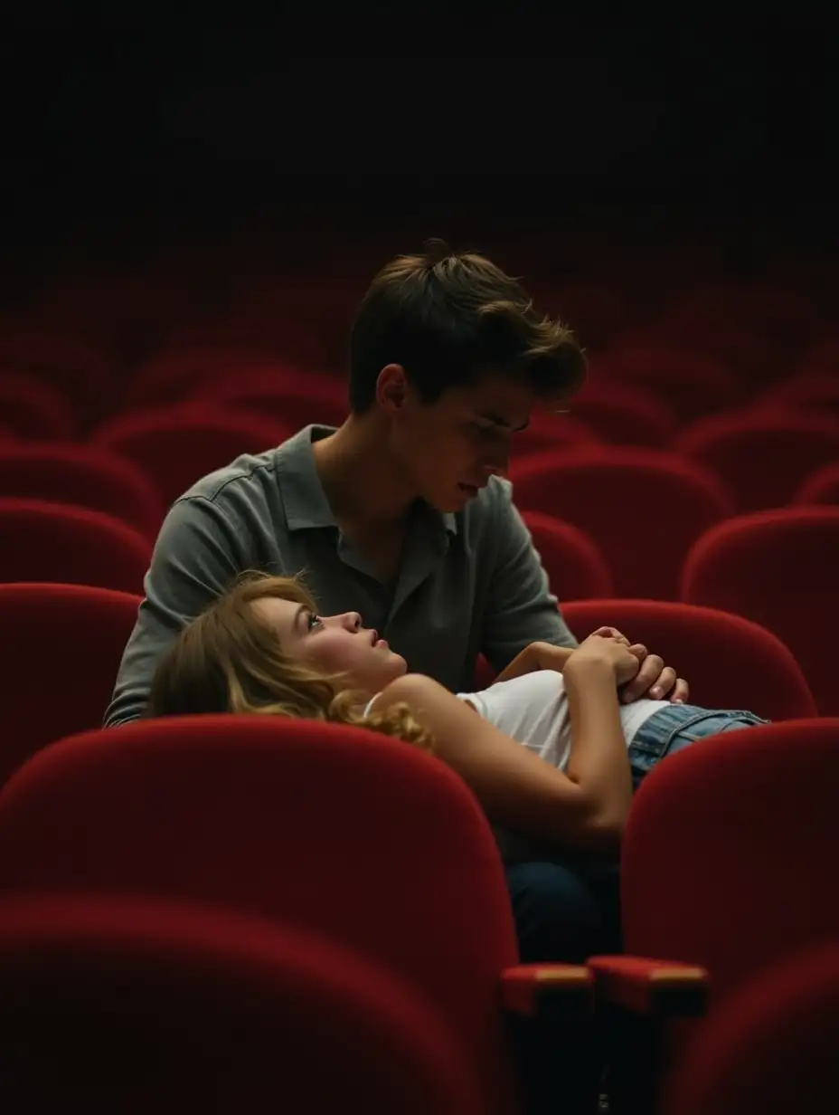 Teenage-Friends-in-an-Auditorium-A-Moment-of-Comfort-and-Concern