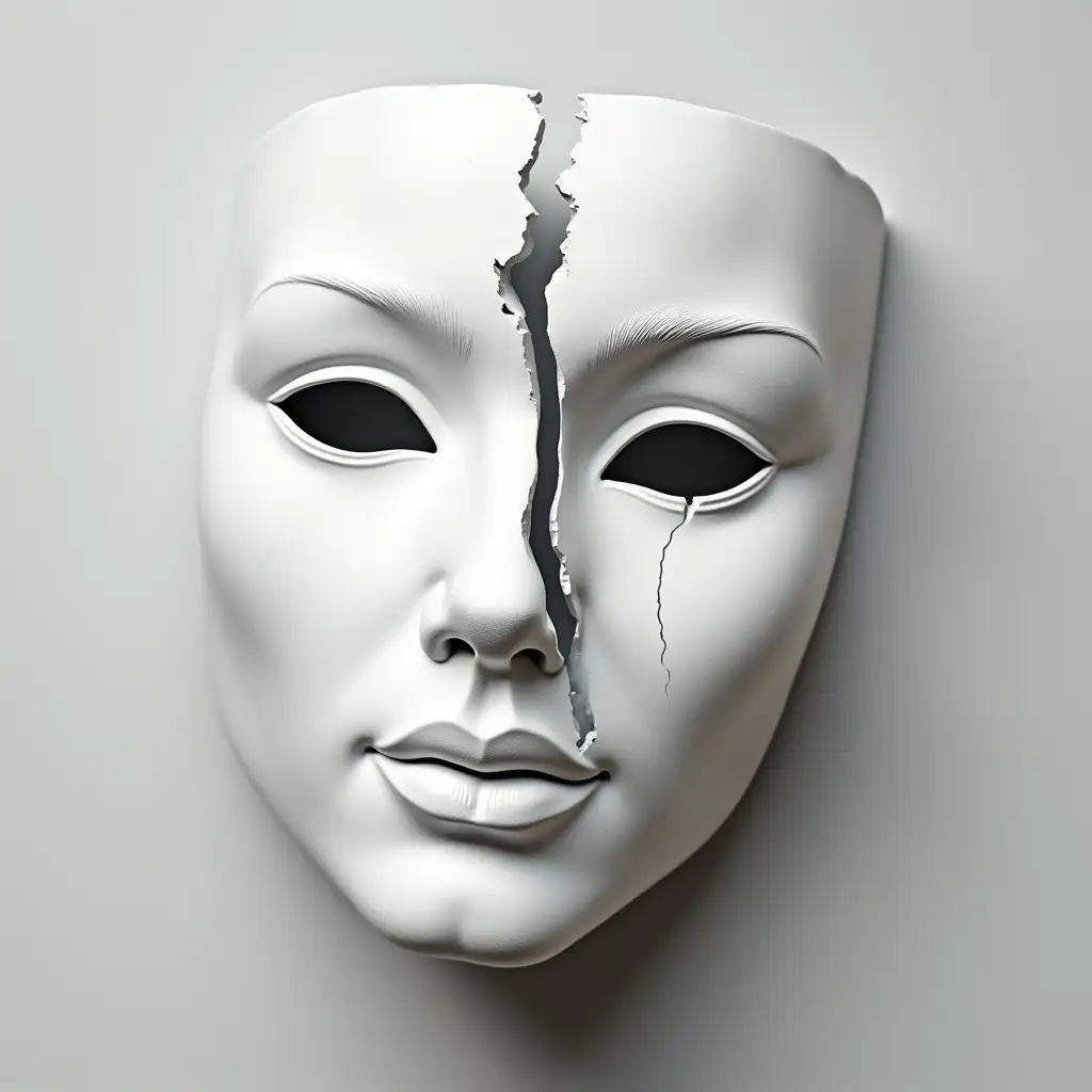 PhotoRealistic-Plaster-Face-Mask-Cracking-and-Breaking-into-Pieces