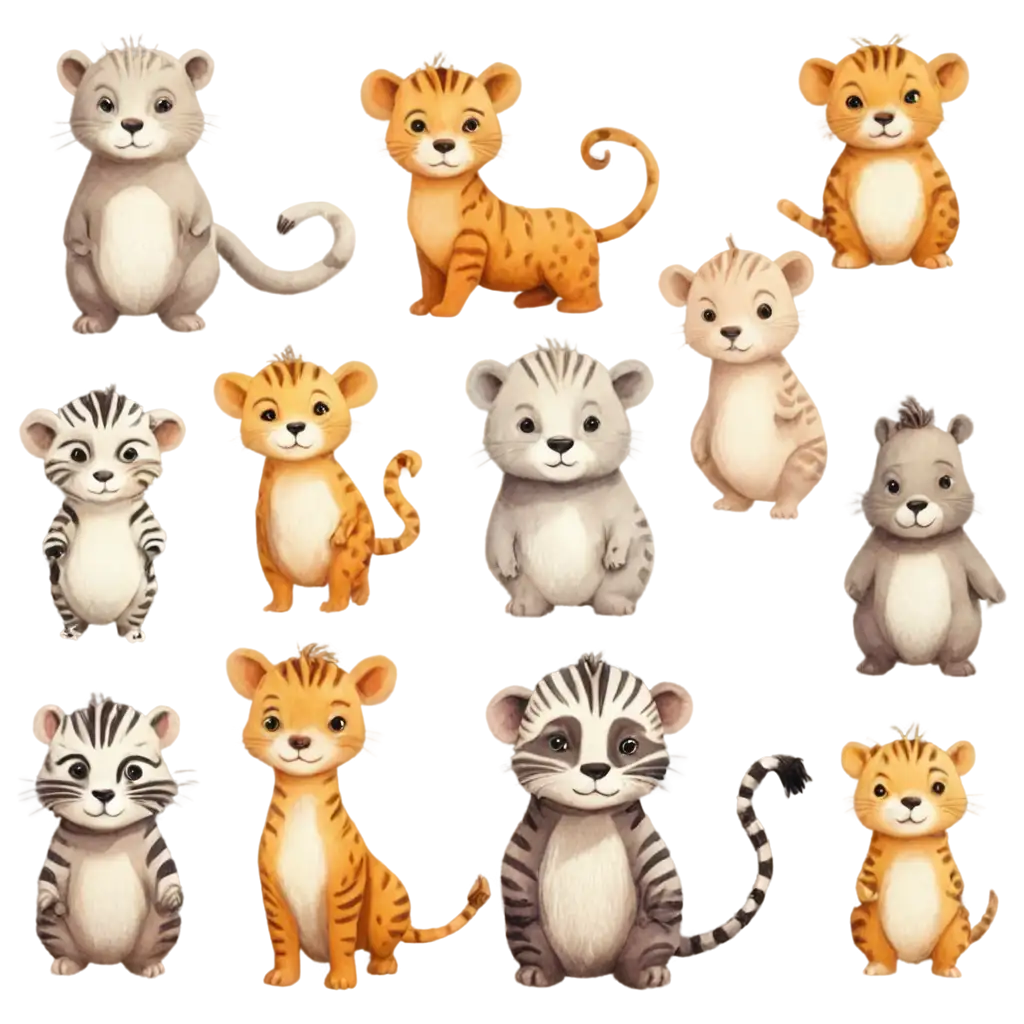 Cute-Cartoon-Animal-Illustrations-in-PNG-Format-for-Kids-Room-DecorPNG-Image-Usage-Scenarios-and-More