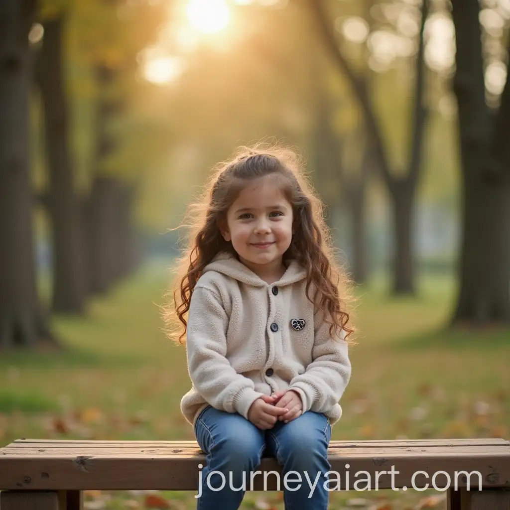 Young-Girl-Sitting-on-a-Bench-in-Peaceful-Setting