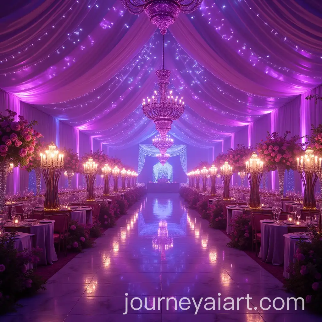 Majestic-Lady-Portrait-in-Dreamy-Tent-with-Purple-Electricity-and-Flower-Columns