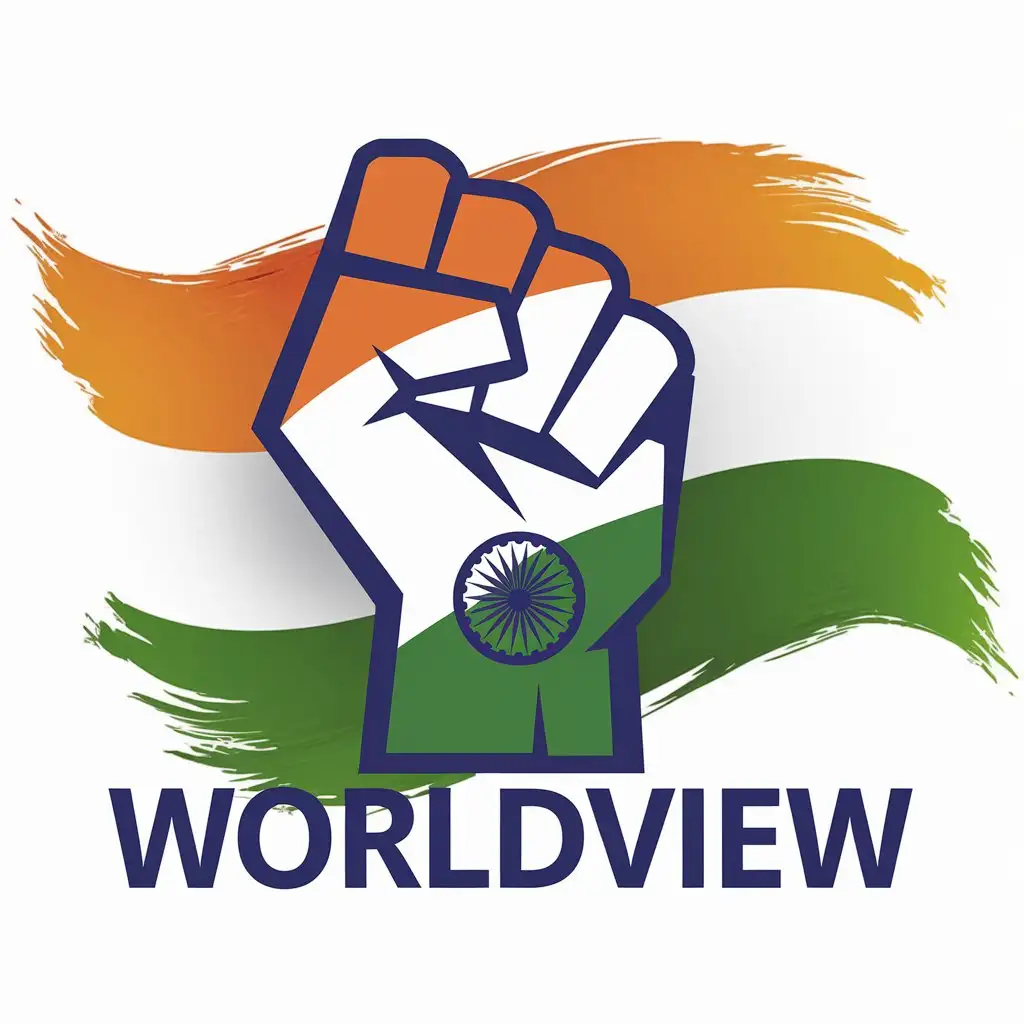 LOGO Design for Worldview Clinched Fist with Indian Flag Colors in Education Industry Theme