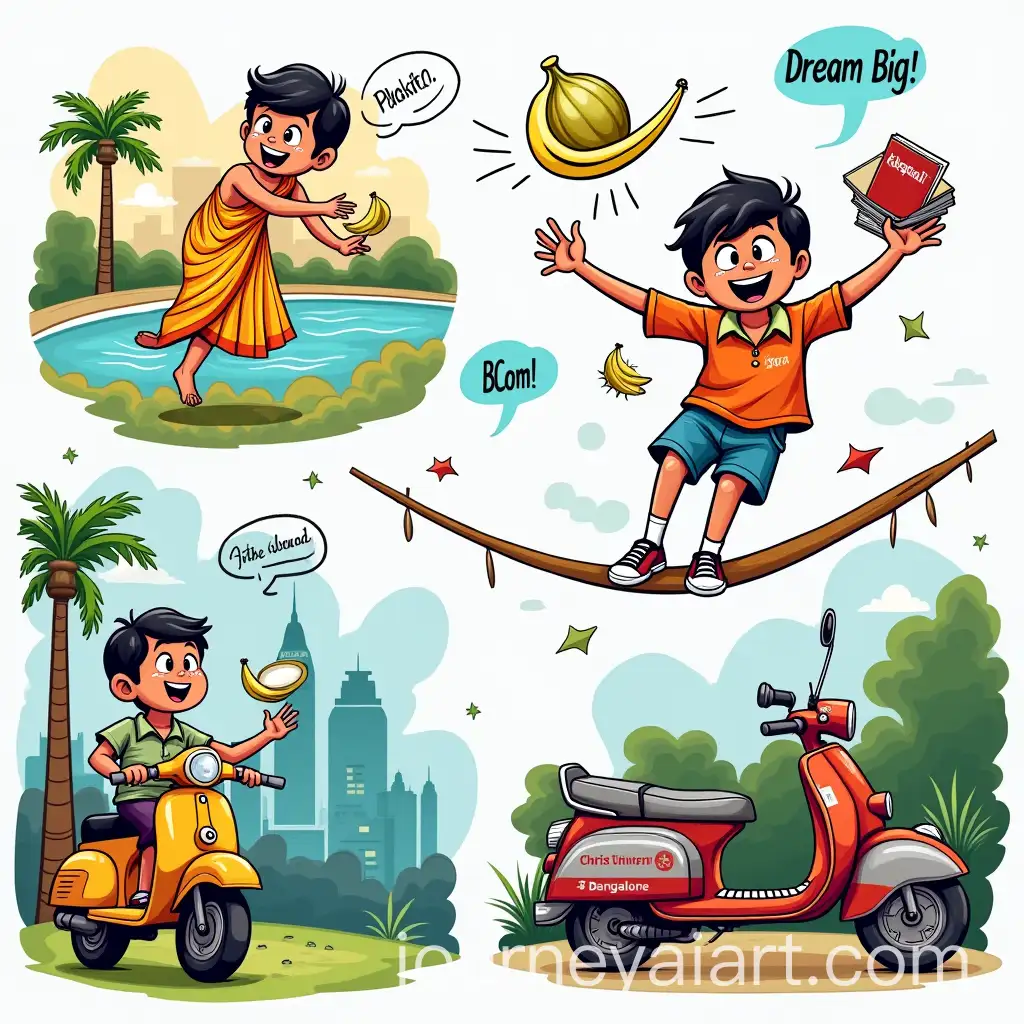 Humorous-Cartoon-Collage-Illustrating-a-Personal-Life-Journey-with-Bold-Playful-Details