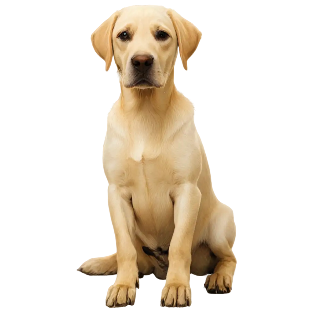 Loyal Labrador captures a Labrador sitting attentively with a friendly, intelligent expression. The fur is detailed in shades of yellow, brown, or black, showcasing texture and shine. Bright, expressive eyes reflect its gentle nature, with a relaxed yet poised posture. The transparent PNG format allows seamless integration into various backgrounds, making it a versatile and endearing image.