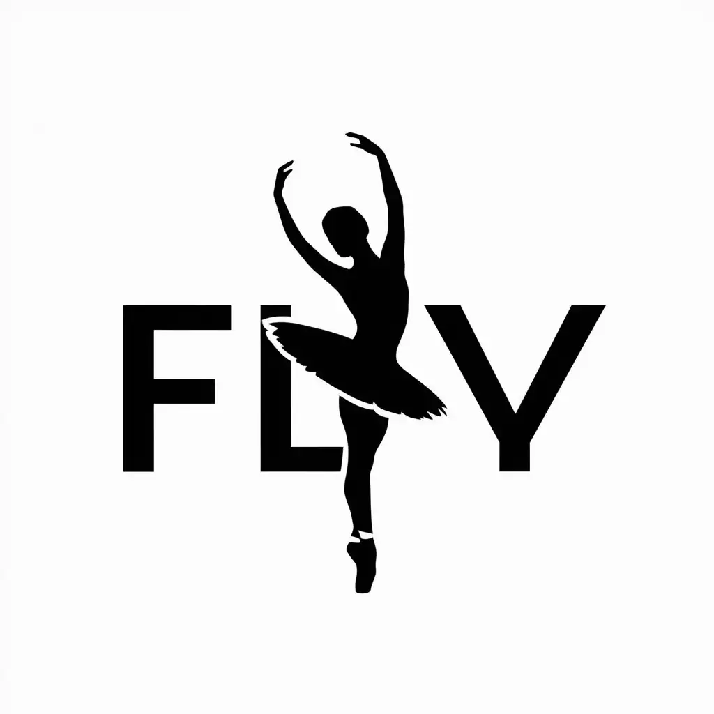 a vector logo design,with the text "Fly", main symbol:Ballerina,Minimalistic,clear background