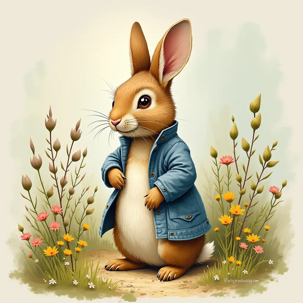 Whimsical-Illustration-of-Peter-Rabbit-in-a-Garden