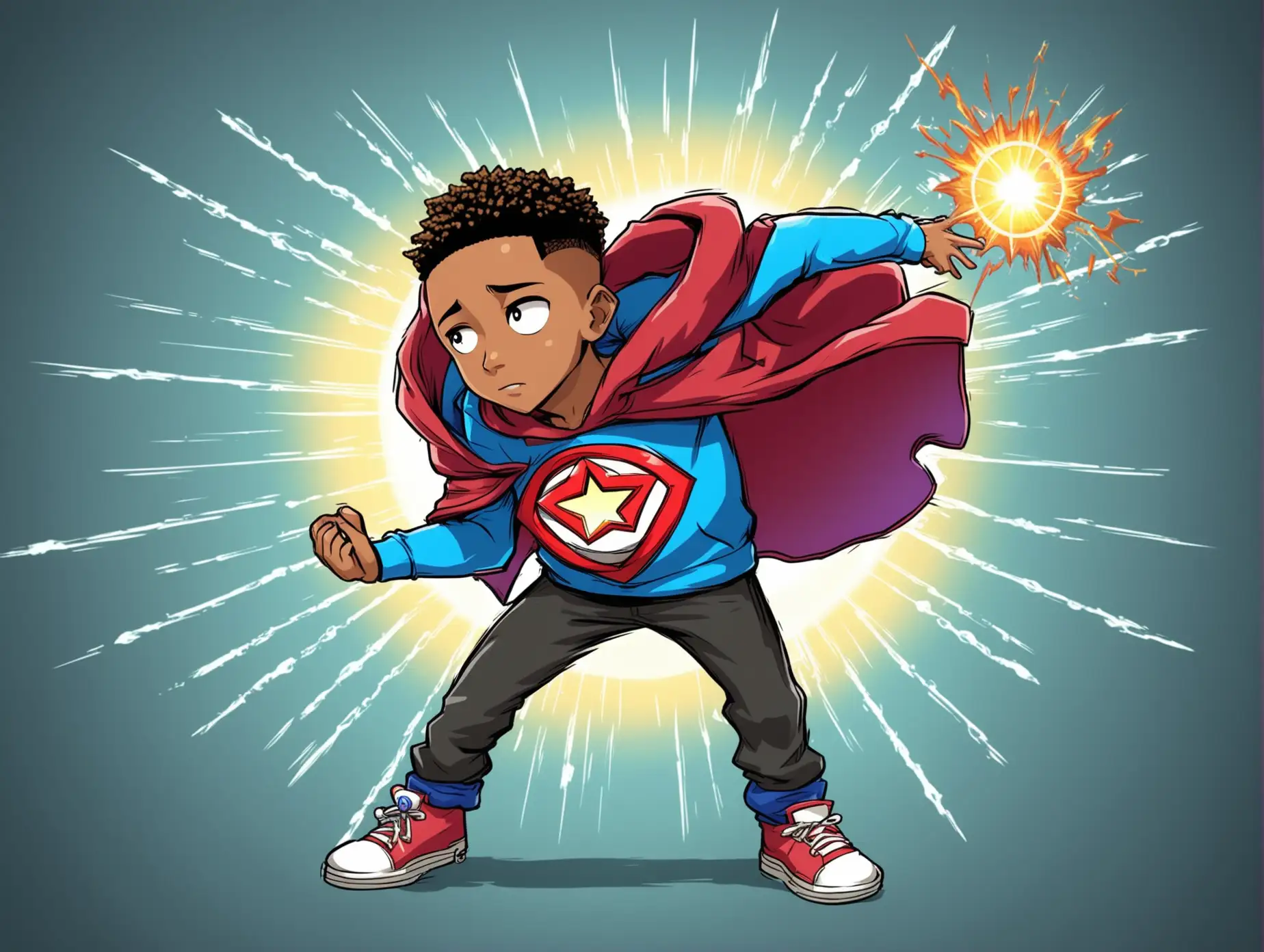 Cartoon Superhero Jaden with Telekinetic Powers