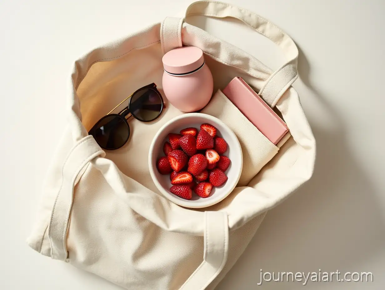 EverydayAI-Art-Prompt-Expansion-Lifestyle-Flat-Lay-with-Reusable-Items-and-FreezeDried-Strawberries