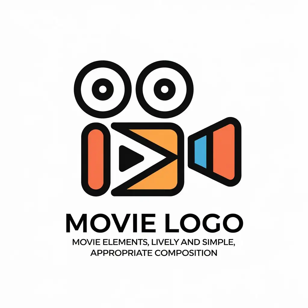 LOGO Design for Movie Vector with Video Symbol Simple Lively Composition