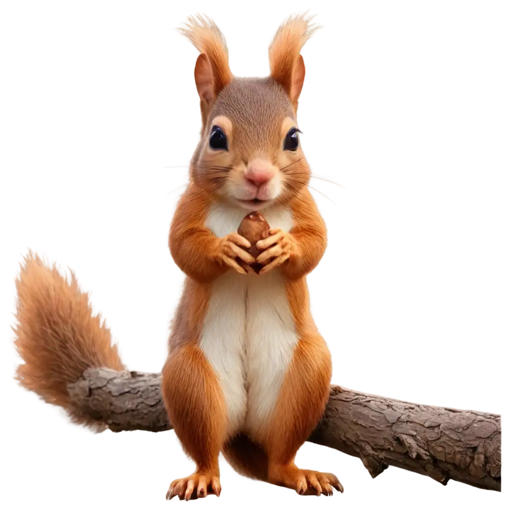 Cute-Squirrel-Cartoon-Sitting-on-Tree-HighQuality-PNG-Image-for-Versatile-Use