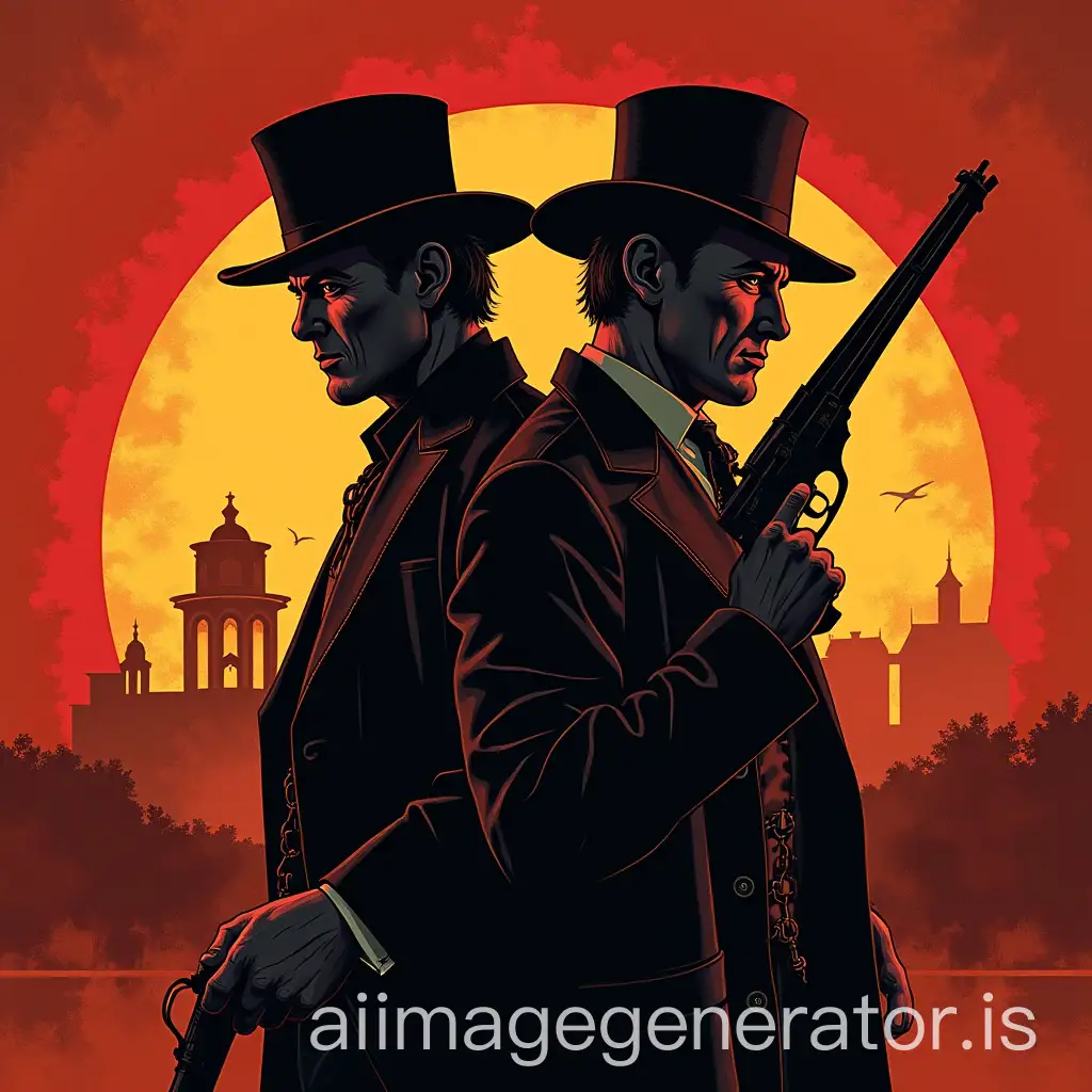 Epic-Movie-Poster-Featuring-Arcane-and-Django-Characters-in-a-Dynamic-Showdown