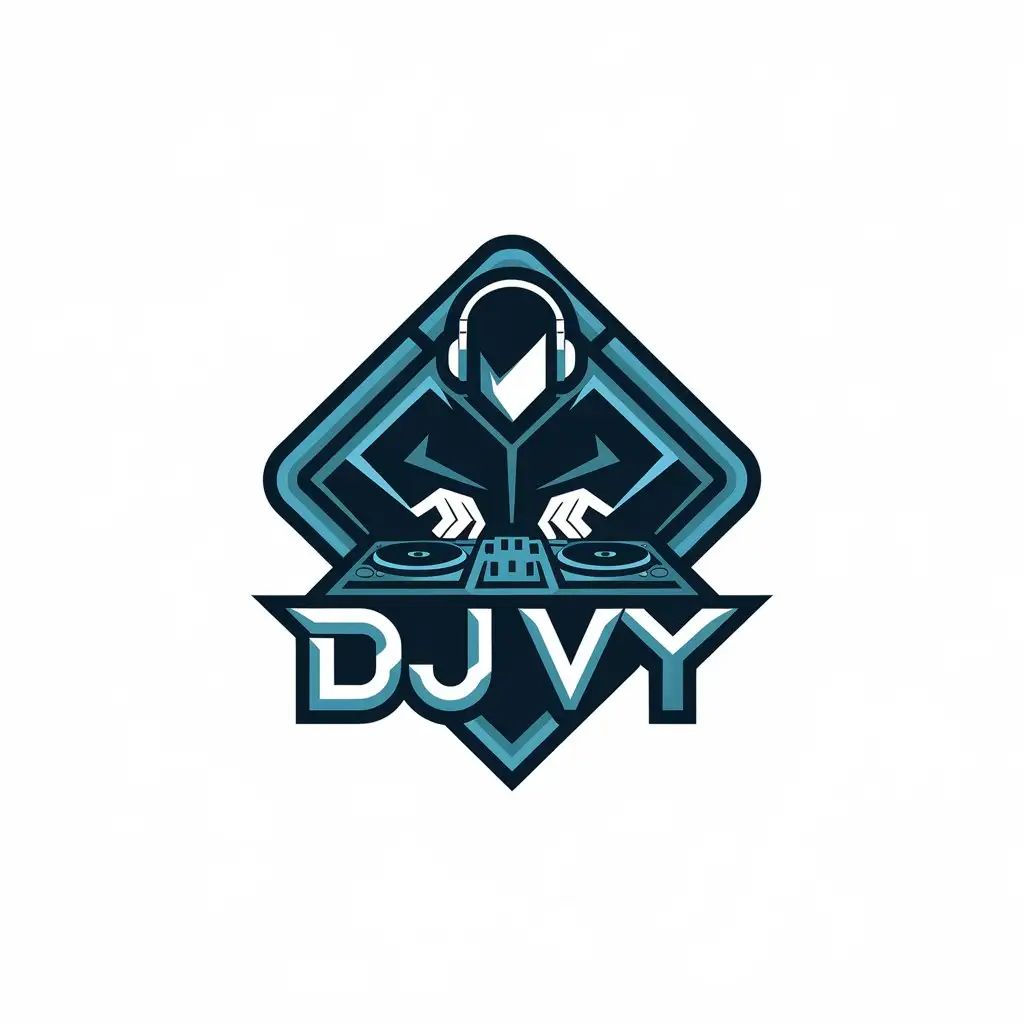 LOGO Design for DJ VY EDM Music Theme for Entertainment Industry with Vector Style and Clear Background