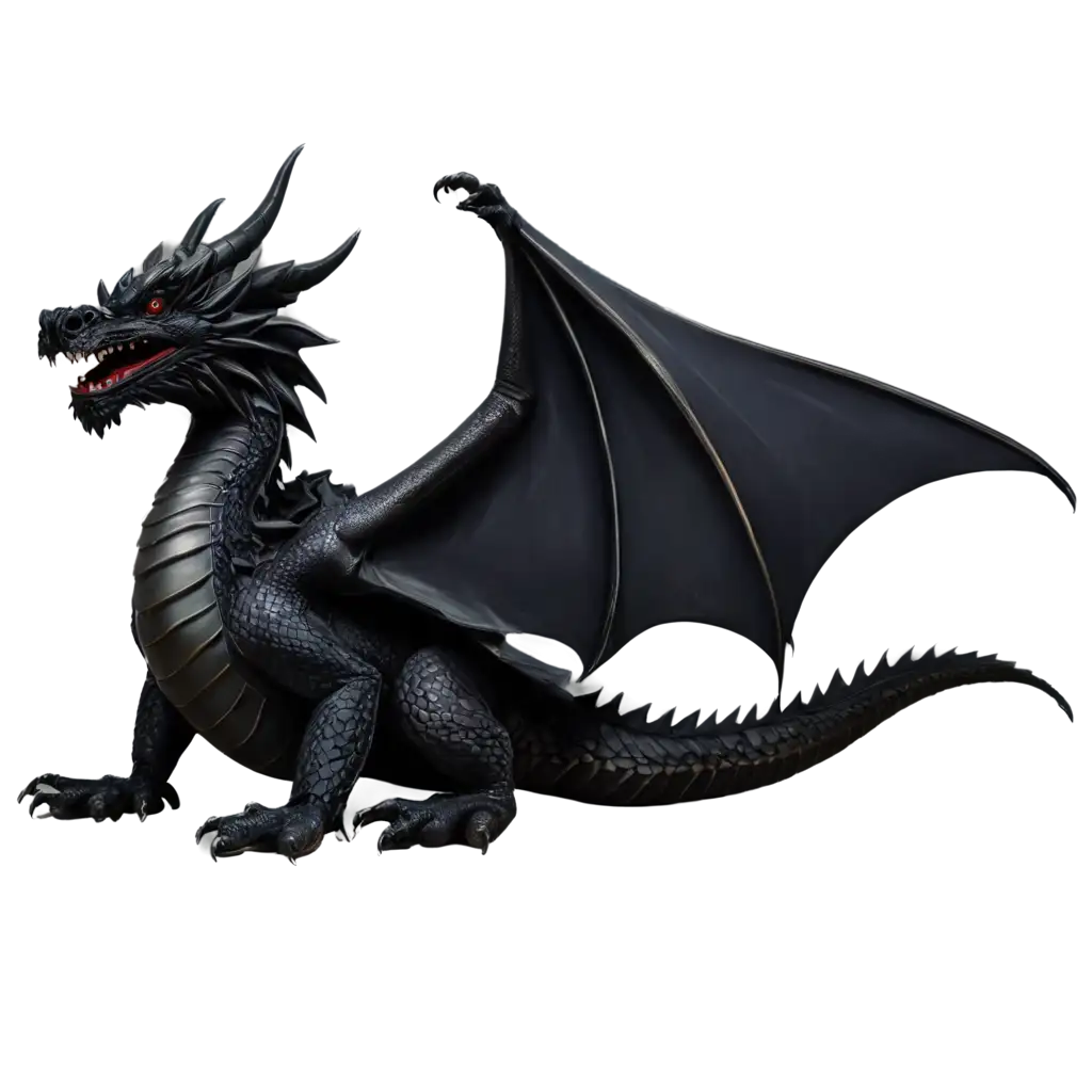 Black-Dragon-Sitting-on-the-Floor-HighQuality-PNG-Image-for-Fantasy-Art-and-Design