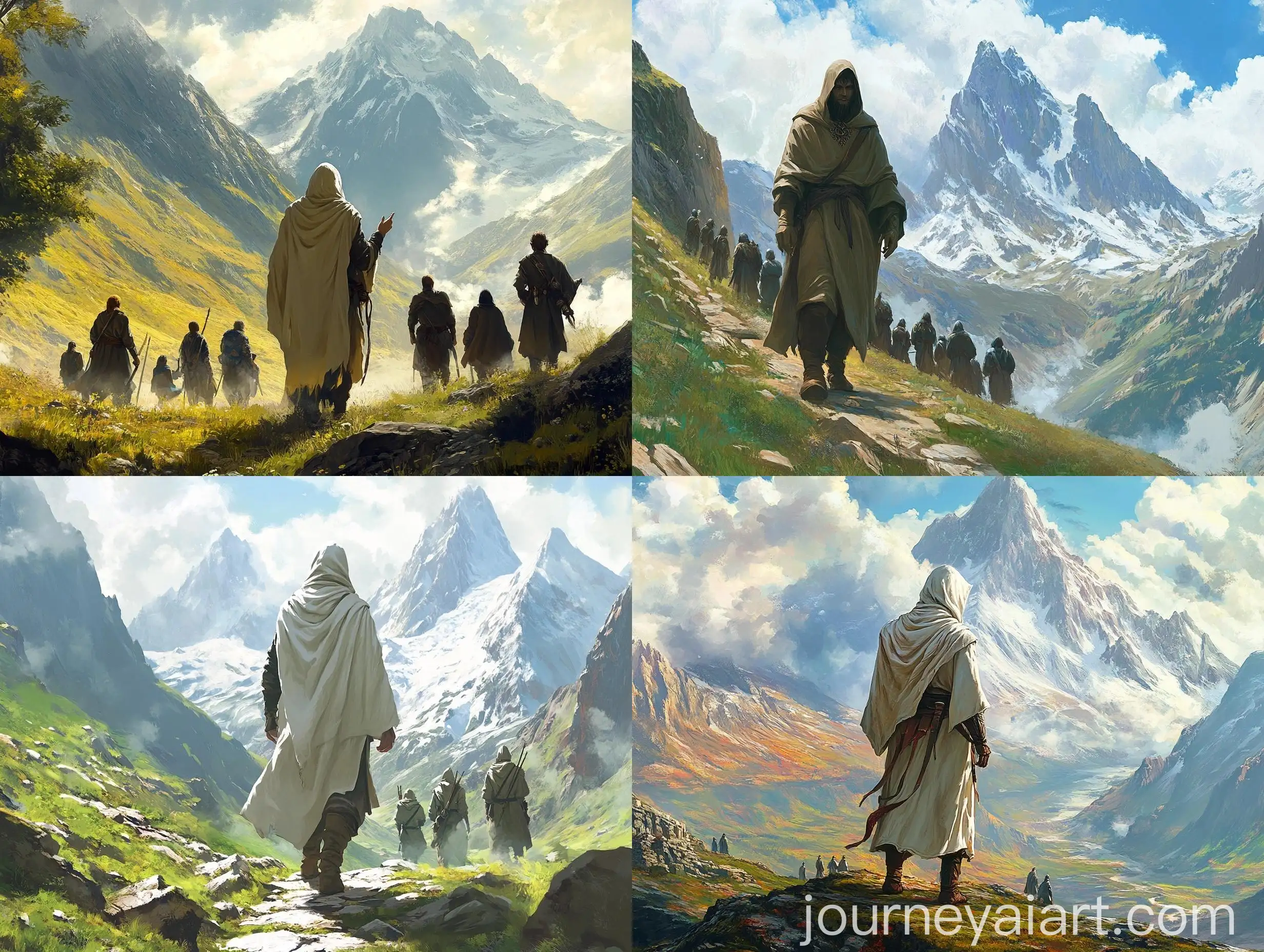 Fantasy-Game-Illustration-Young-Sage-Leading-Students-in-Wilderness