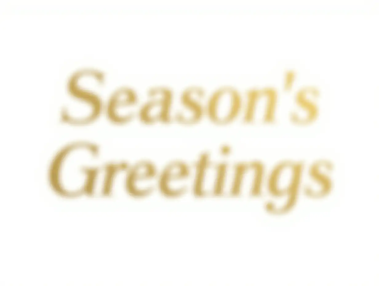 Elegant Gold Foil Seasons Greetings on White Background