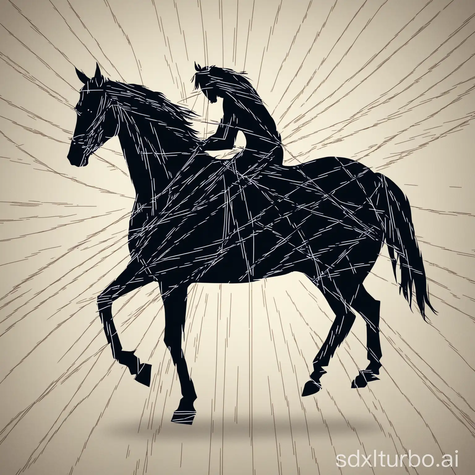 Lon-and-Horse-in-Simple-Abstract-Lines