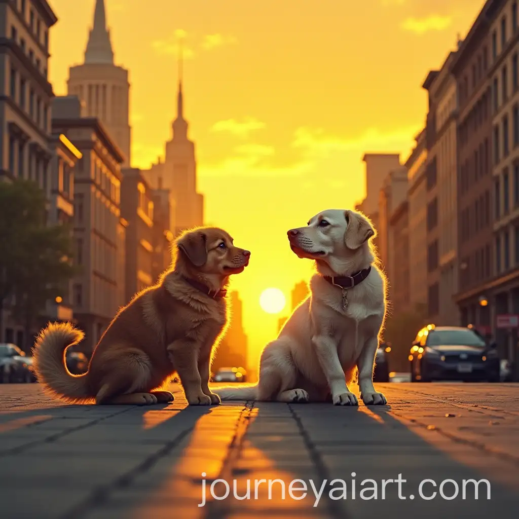 Dog-and-Cat-Exploring-New-York-City-Under-a-Yellow-Sky