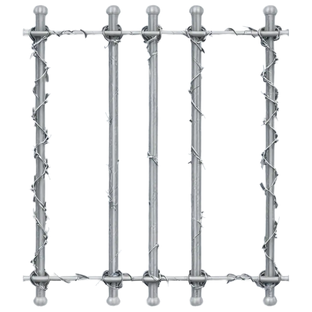 Realistic-ChainLink-Fence-Fragment-with-Metal-Pillars-PNG-Illustration