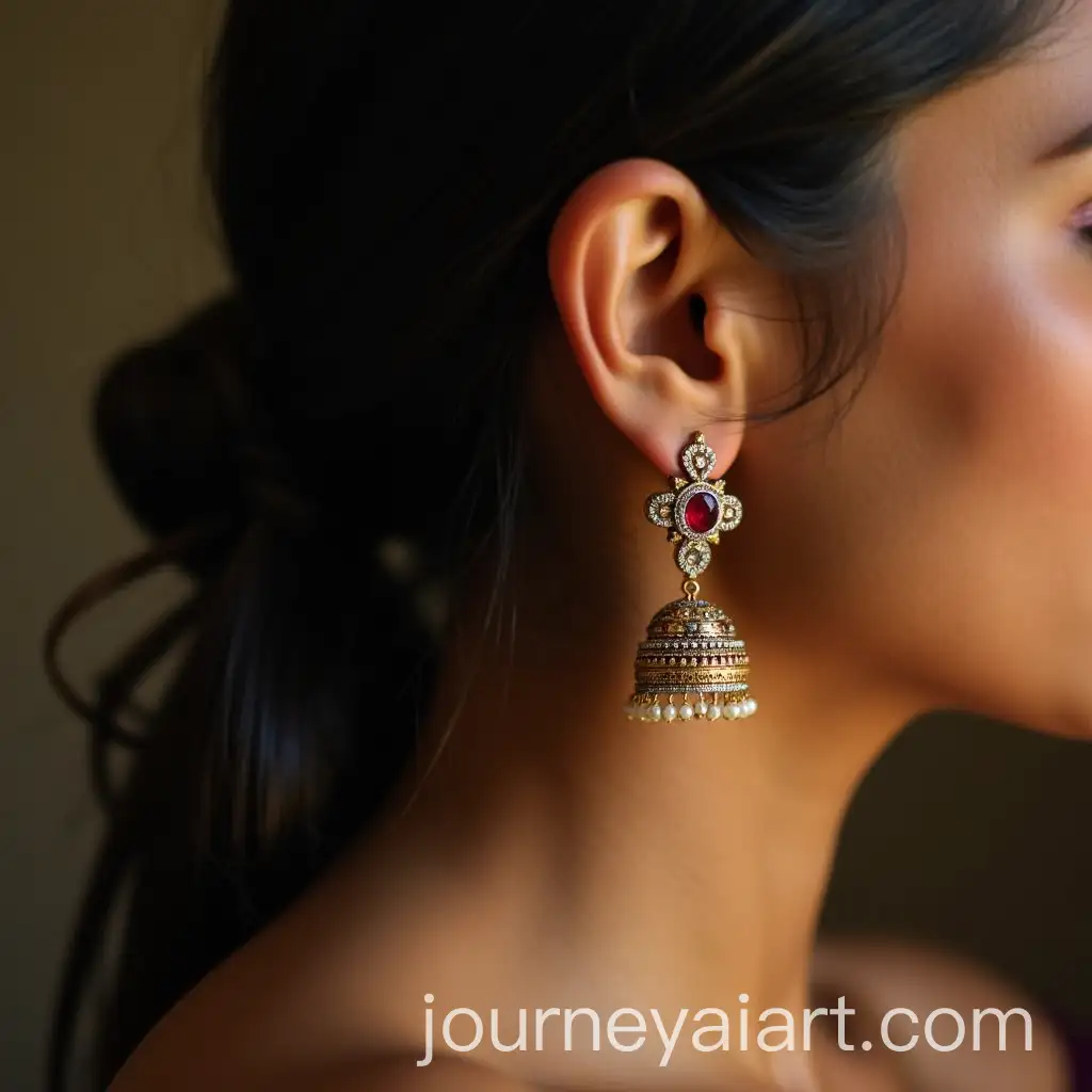 Indian-Woman-Wearing-Earrings-in-Traditional-Attire
