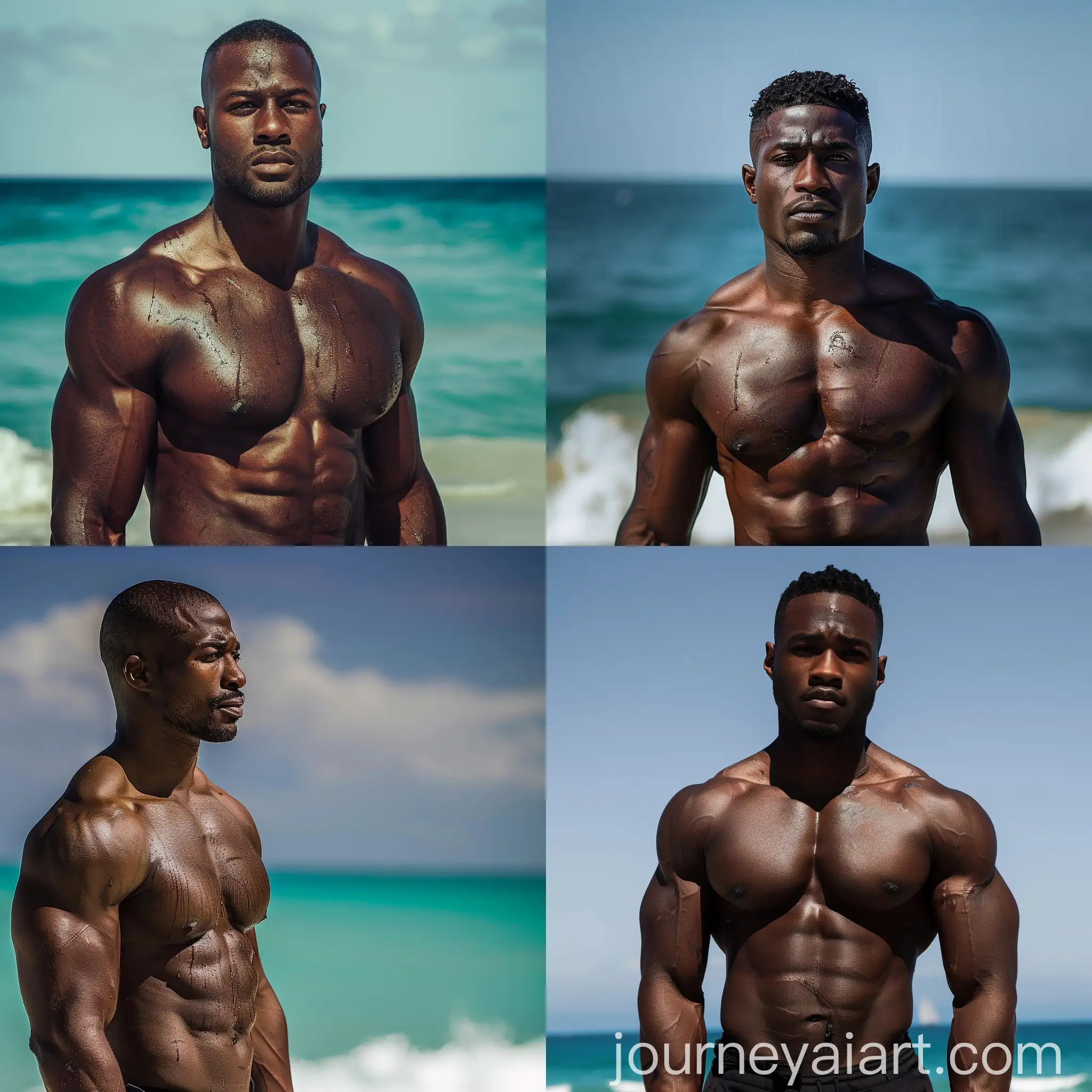 Muscular-Black-Man-Beach-Portrait
